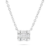 18K White Gold 0.30ct Baguette Diamond Rectangle Necklace