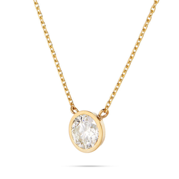 14K Gold 0.15ct Diamond Solitaire Bezel Necklace