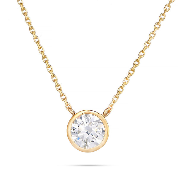 14K Gold 0.15ct Diamond Solitaire Bezel Necklace