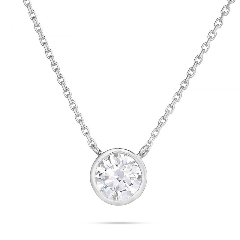 14K Gold 0.15ct Diamond Solitaire Bezel Necklace