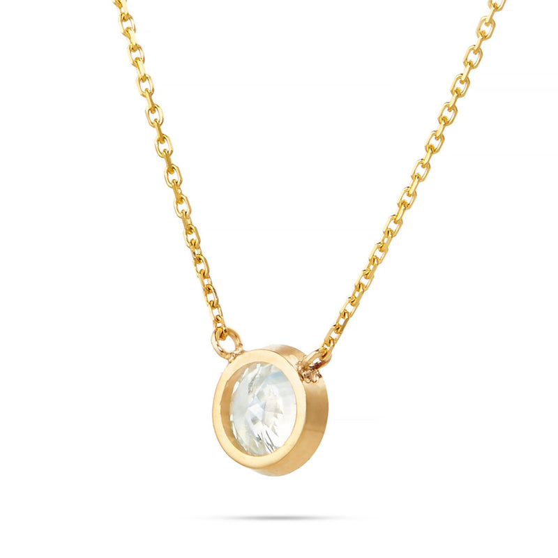 14K Gold 0.15ct Diamond Solitaire Bezel Necklace
