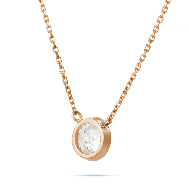 14K Gold 0.15ct Diamond Solitaire Bezel Necklace