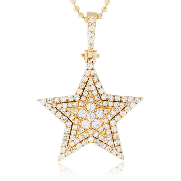 14K Yellow Gold 2.6ct Diamond Star Pendant