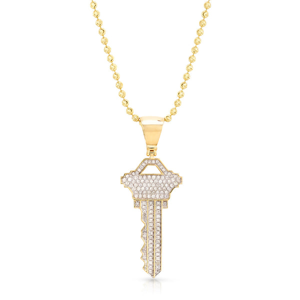 10k Yellow Gold .55ct Diamond Key Pendant