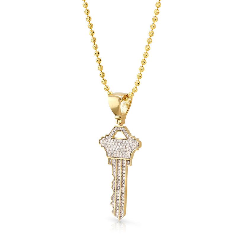 10k Yellow Gold .55ct Diamond Key Pendant