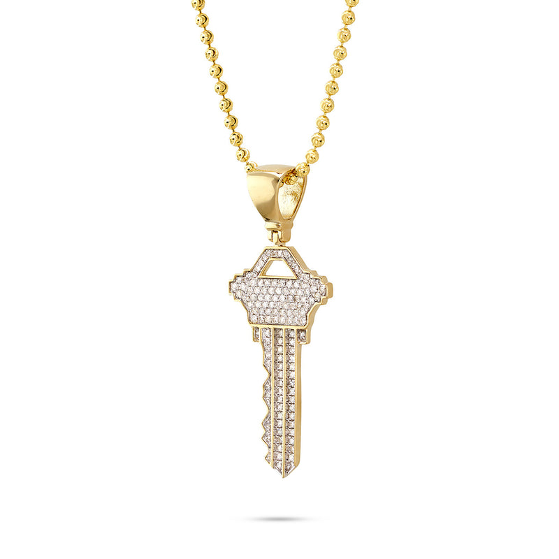 10k Yellow Gold .55ct Diamond Key Pendant