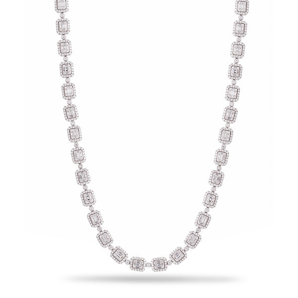 14k White Gold 14.02ct Diamond Baguette Necklace