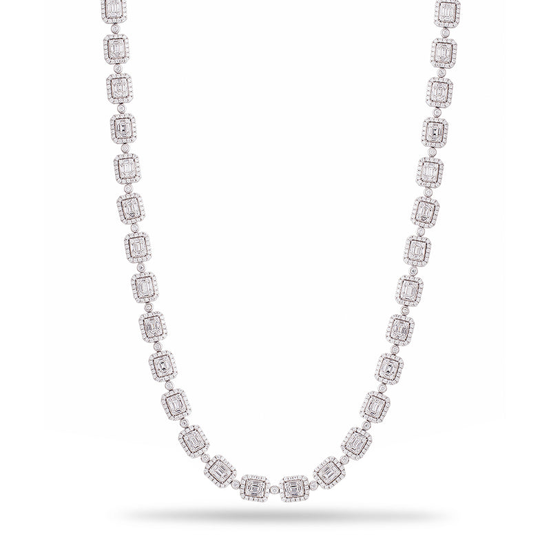 14k White Gold 14.02ct Diamond Baguette Necklace
