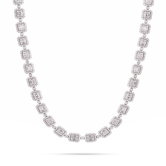 14k White Gold 14.02ct Diamond Baguette Necklace