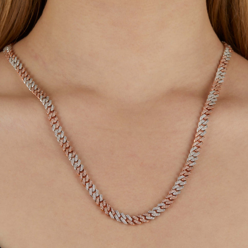10K Gold Two Tone 3.9ctw Diamond Cuban Chain