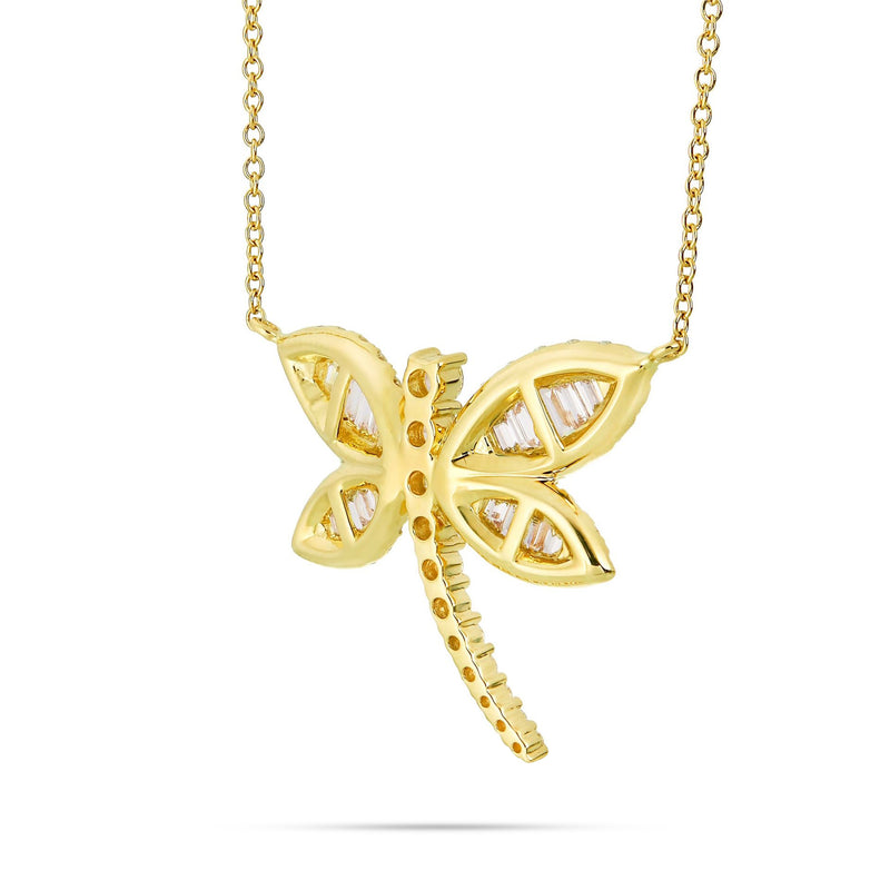 18K Gold 1.89ct Baguette Dragonfly Diamond Necklace