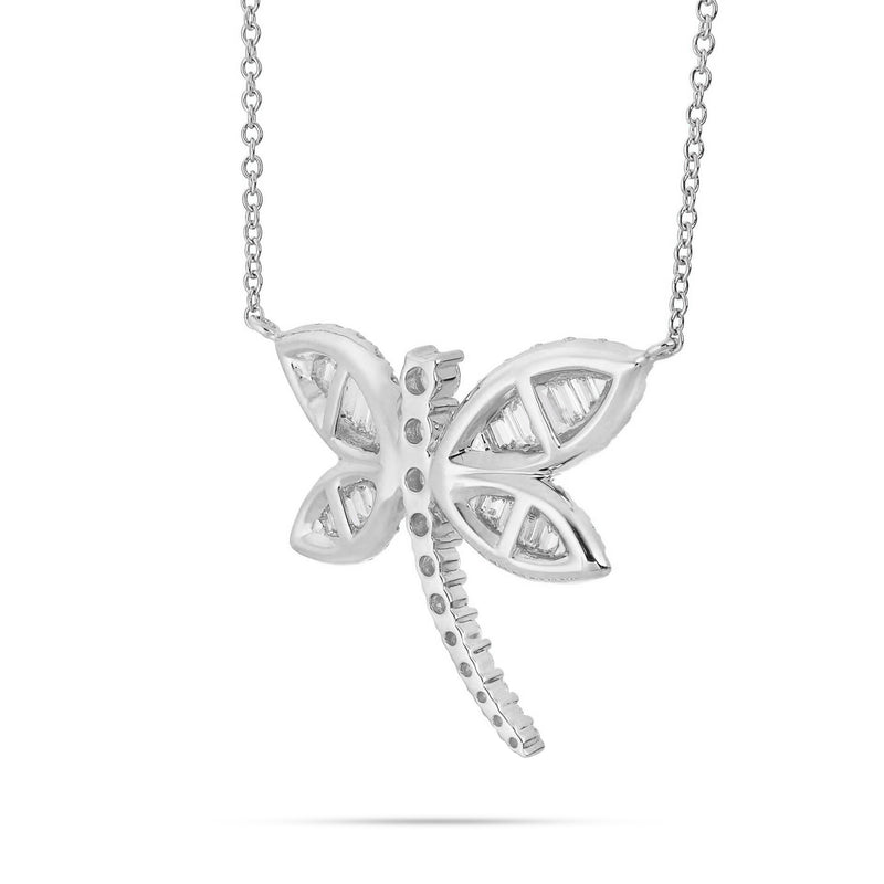 18K Gold 1.89ct Baguette Dragonfly Diamond Necklace