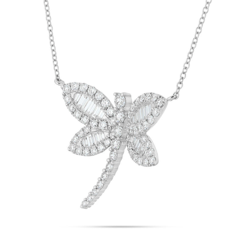 18K Gold 1.89ct Baguette Dragonfly Diamond Necklace
