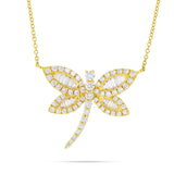18K Gold 1.89ct Baguette Dragonfly Diamond Necklace