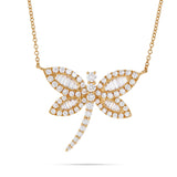 18K Gold 1.89ct Baguette Dragonfly Diamond Necklace