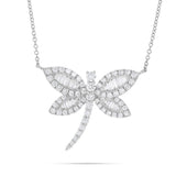 18K Gold 1.89ct Baguette Dragonfly Diamond Necklace