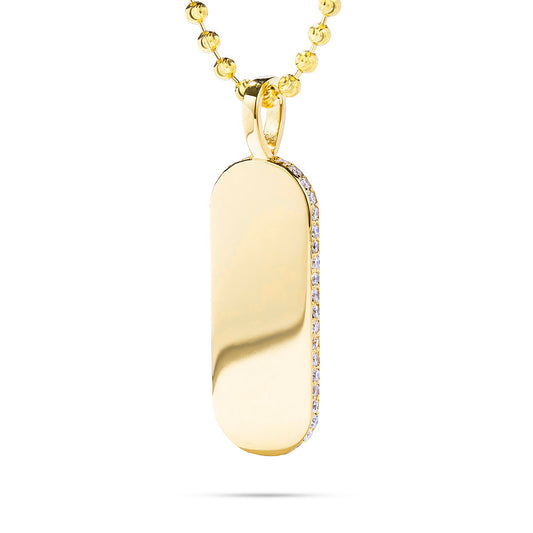 14kt Gold 0.60ct Diamond Engravable Oval Pendant