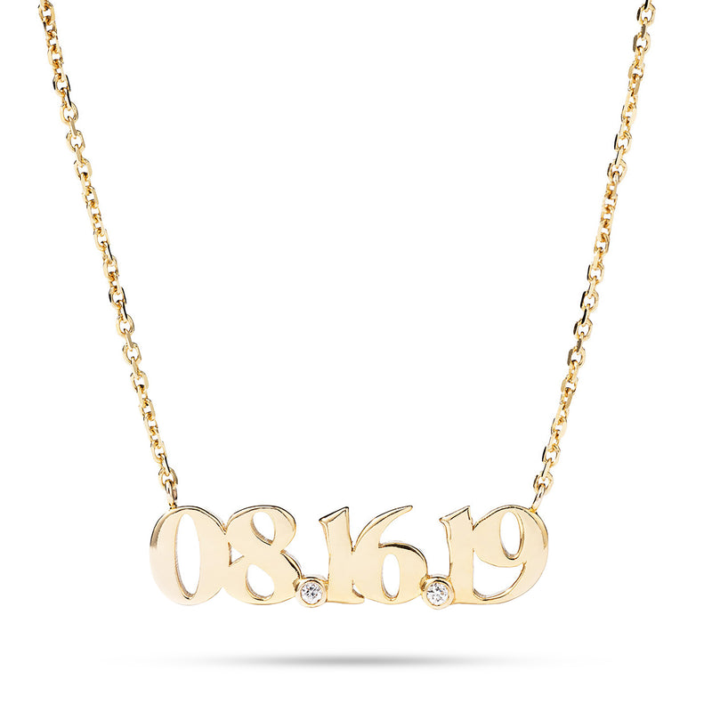 14k Gold Custom Diamond Date Necklace