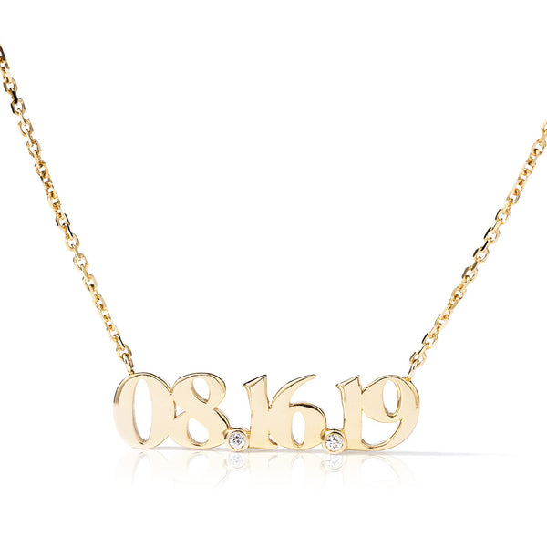 14k Gold Custom Diamond Date Necklace