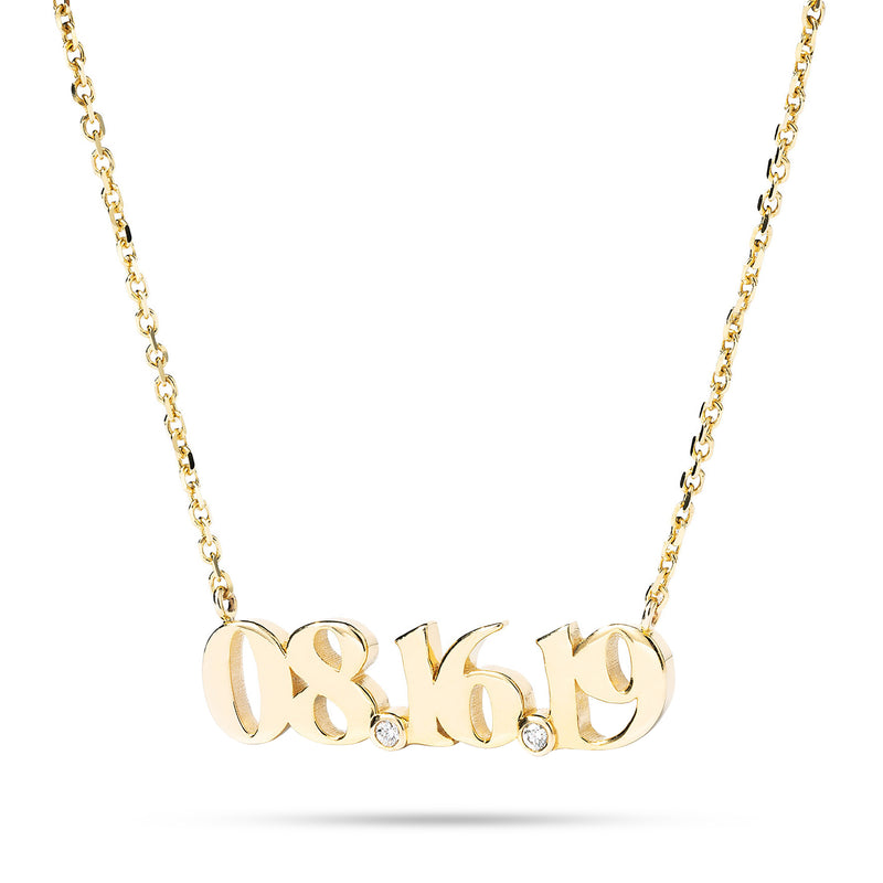 14k Gold Custom Diamond Date Necklace