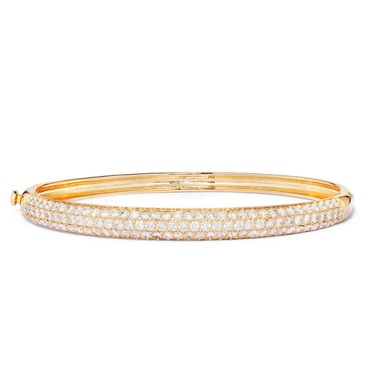 14Kt Yellow Gold 4.20ct Diamond Pave Bangle