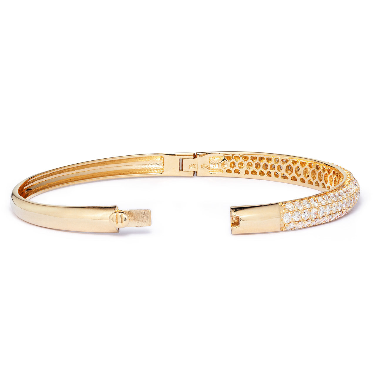 14Kt Yellow Gold 4.20ct Diamond Pave Bangle