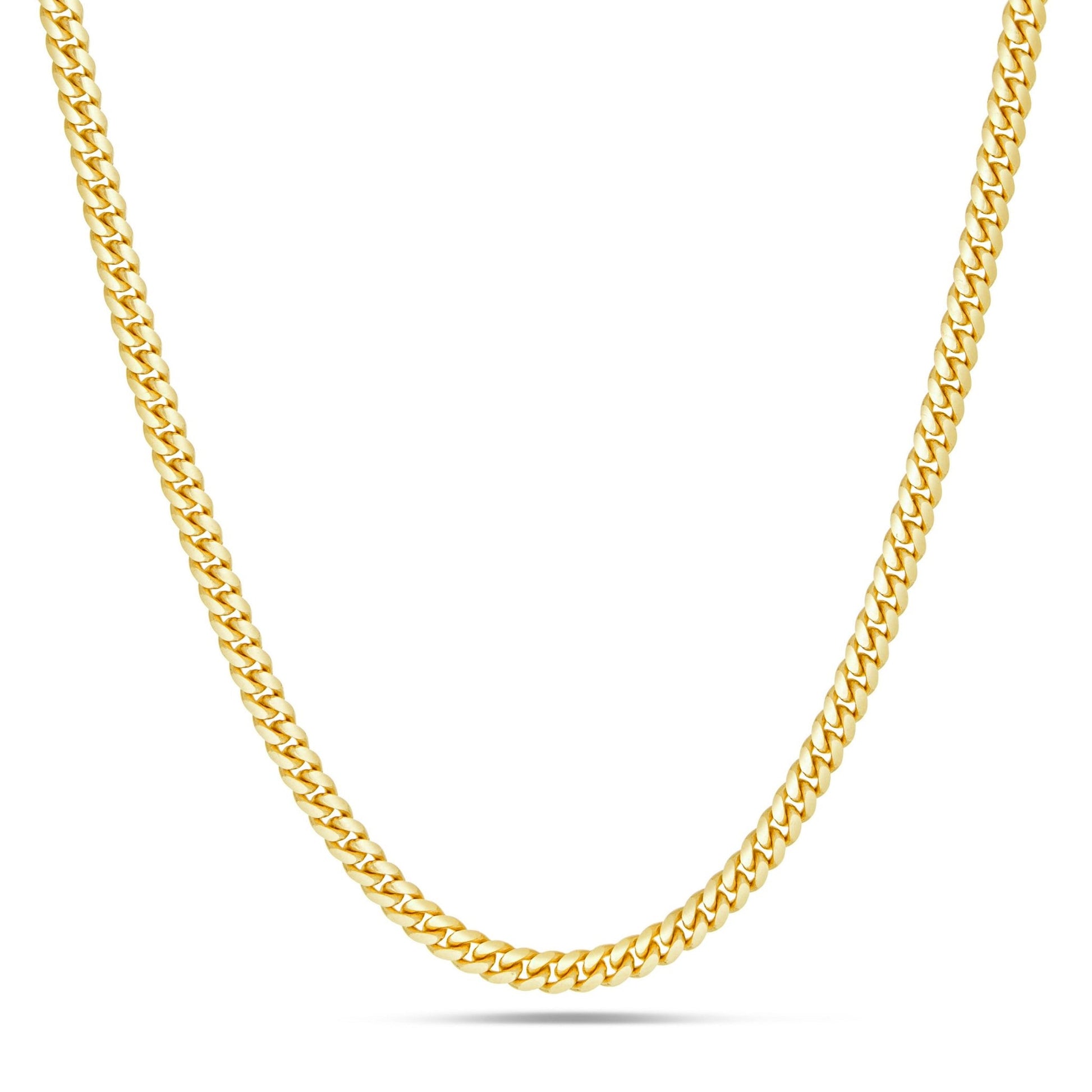 14K Solid Gold Cuban Chain, 3.5mm