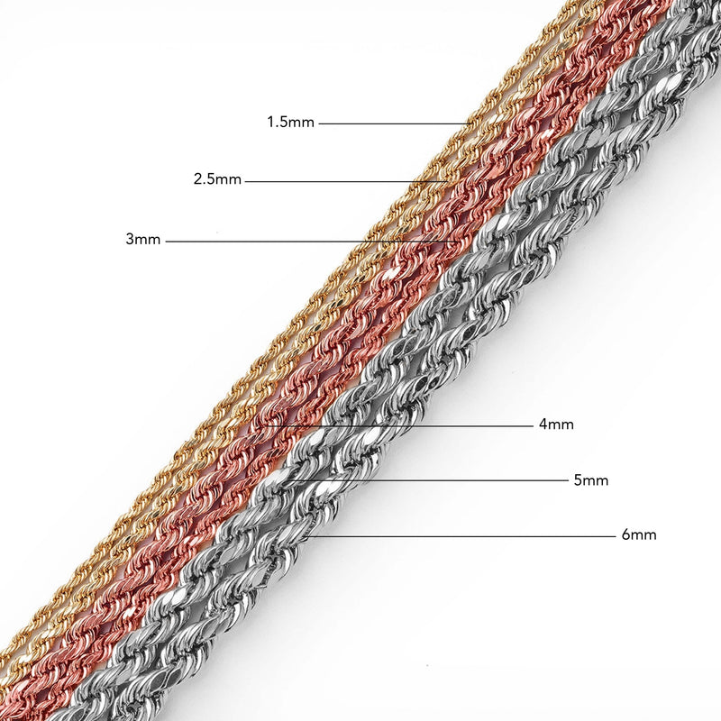 14K Solid Gold Rope Chain, 2mm – SHYNE JEWELERS - Main Image