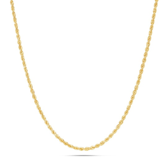 14K Solid Gold Rope Chain, 3mm