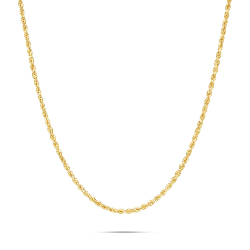 14K Solid Gold Rope Chain, 3mm