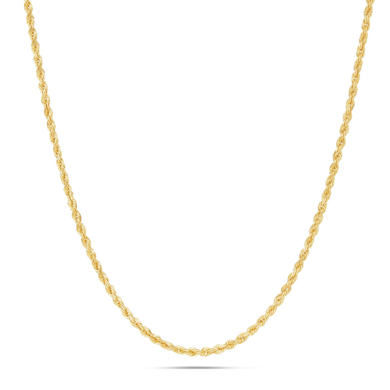 14K Solid Gold Rope Chain, 2mm