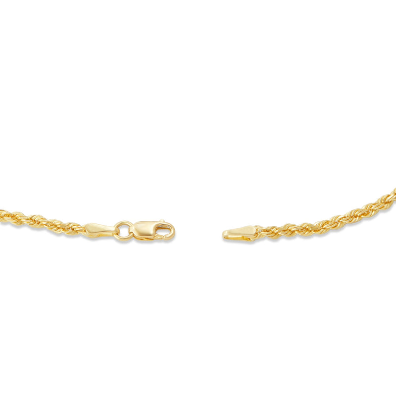 14K Solid Gold Rope Chain, 3mm