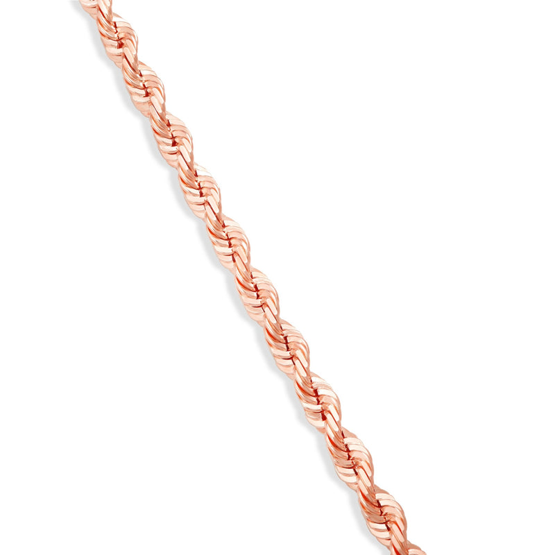 14K Solid Gold Rope Chain, 5mm