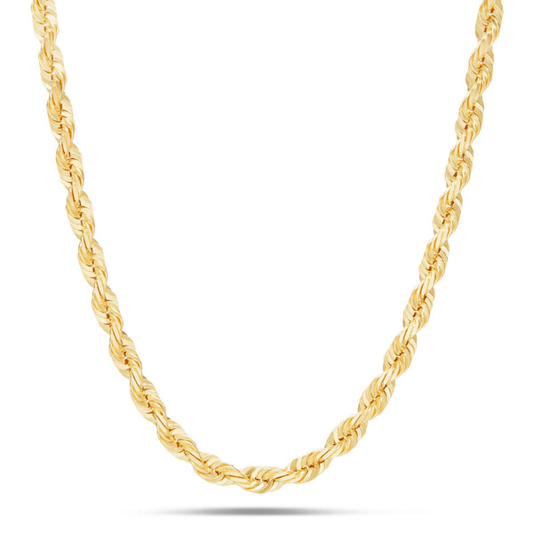 14K Solid Gold Rope Chain, 5mm