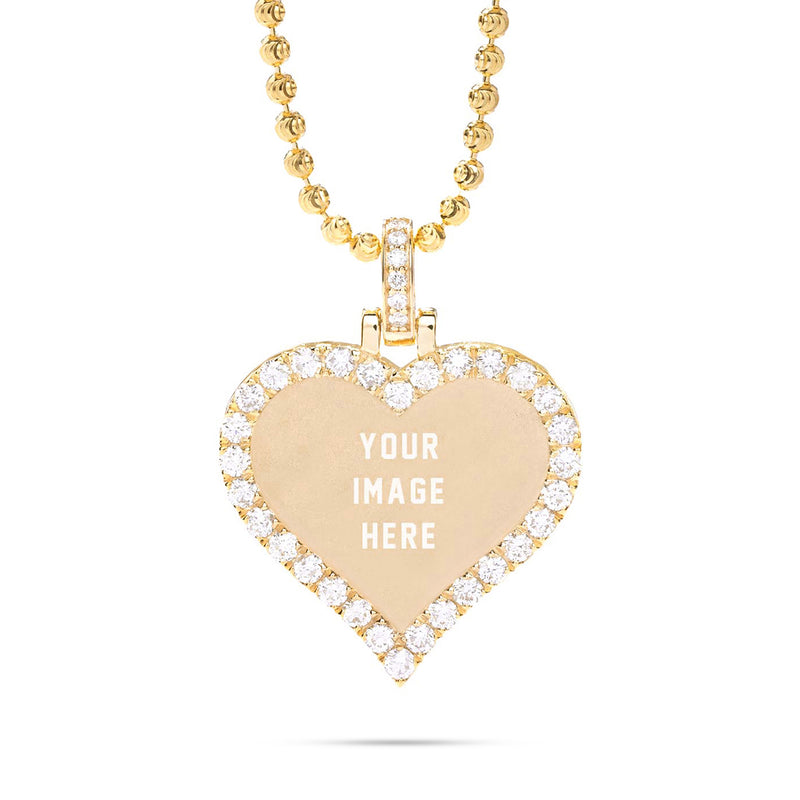 Small Gold & Diamond Heart Picture Pendant