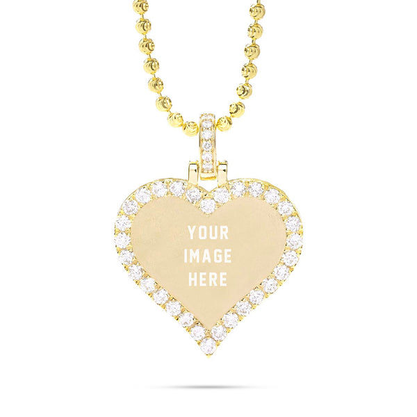Small Gold & Diamond Heart Picture Pendant