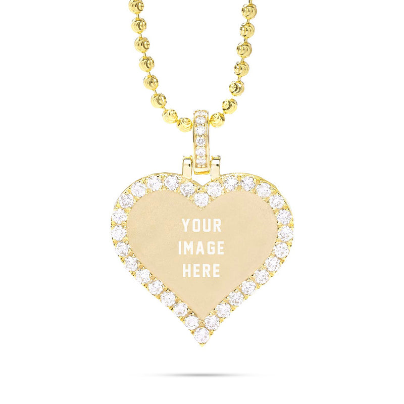 Small Gold & Diamond Heart Picture Pendant