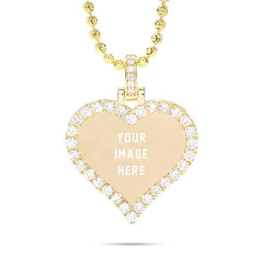 Small Gold & Diamond Heart Picture Pendant