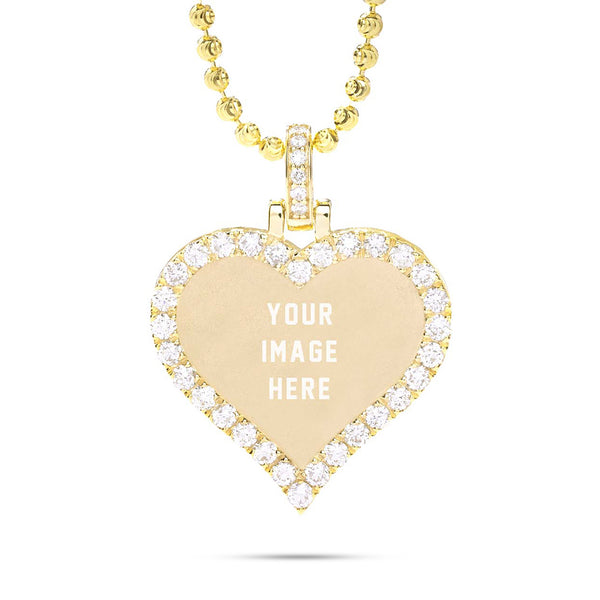Small Gold & Diamond Heart Picture Pendant
