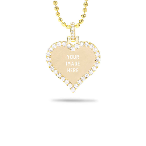 Small Gold & Diamond Heart Picture Pendant