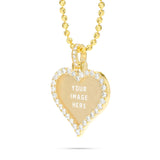 Small Gold & Diamond Heart Picture Pendant