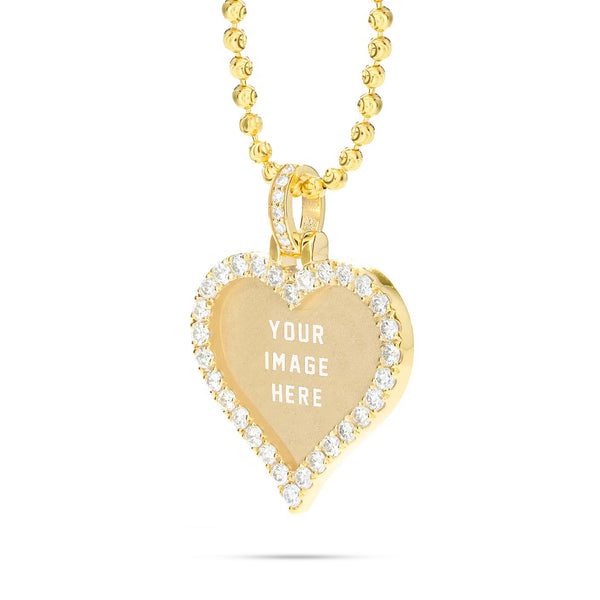 Small Gold & Diamond Heart Picture Pendant