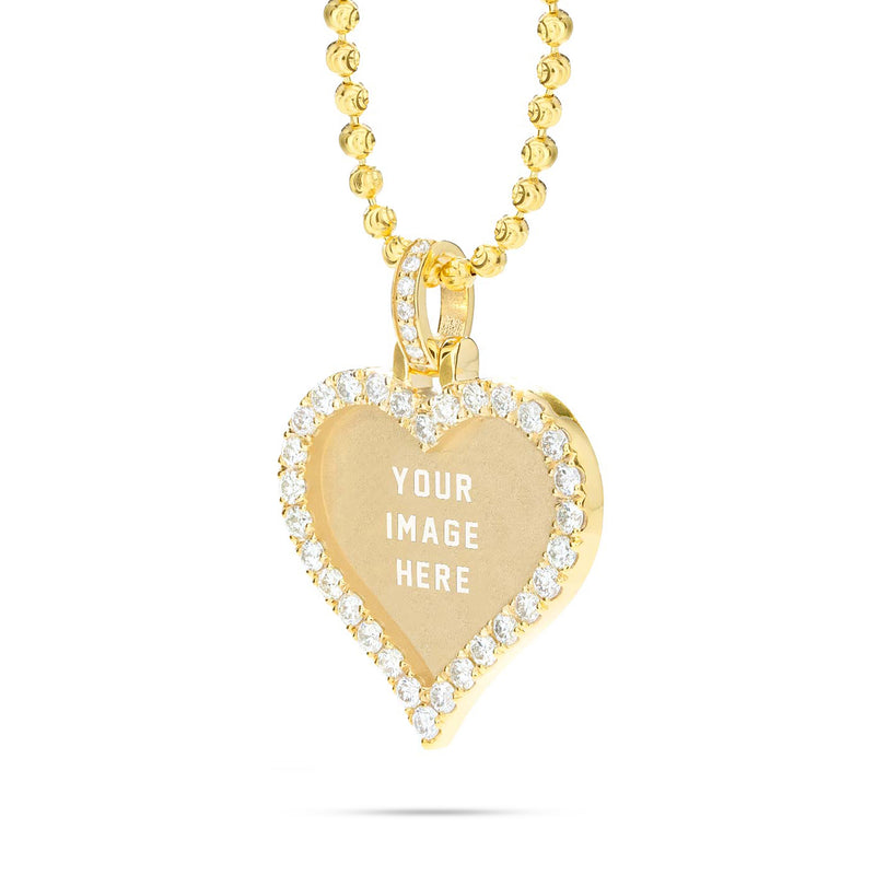 Small Gold & Diamond Heart Picture Pendant