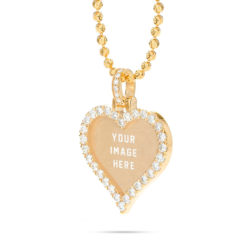 Small Gold & Diamond Heart Picture Pendant