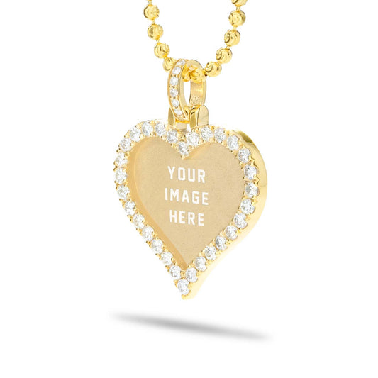 Small Gold & Diamond Heart Picture Pendant