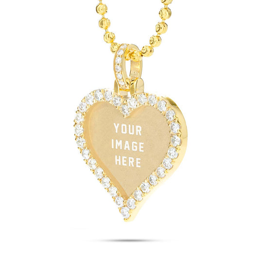 Small Gold & Diamond Heart Picture Pendant