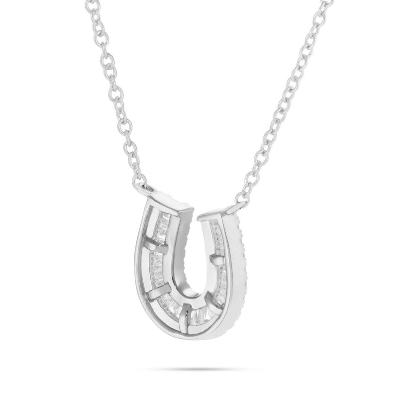 18K Gold 0.32ct Baguette Horseshoe Diamond Necklace