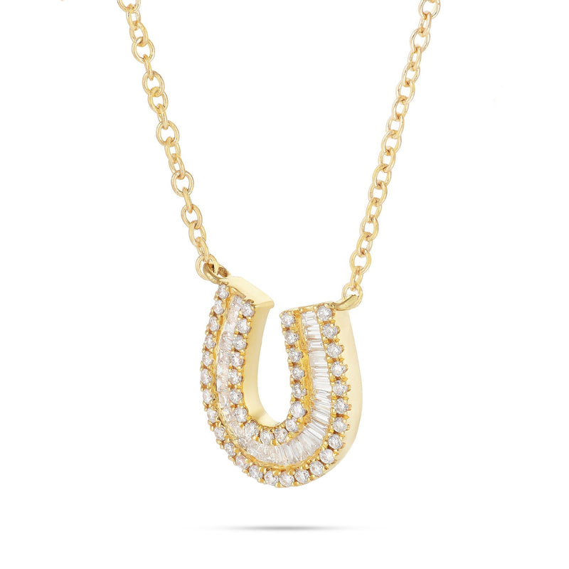 18K Gold 0.32ct Baguette Horseshoe Diamond Necklace