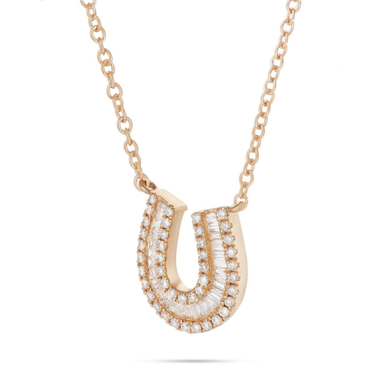 18K Gold 0.32ct Baguette Horseshoe Diamond Necklace