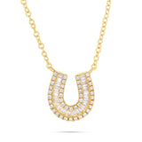 18K Gold 0.32ct Baguette Horseshoe Diamond Necklace